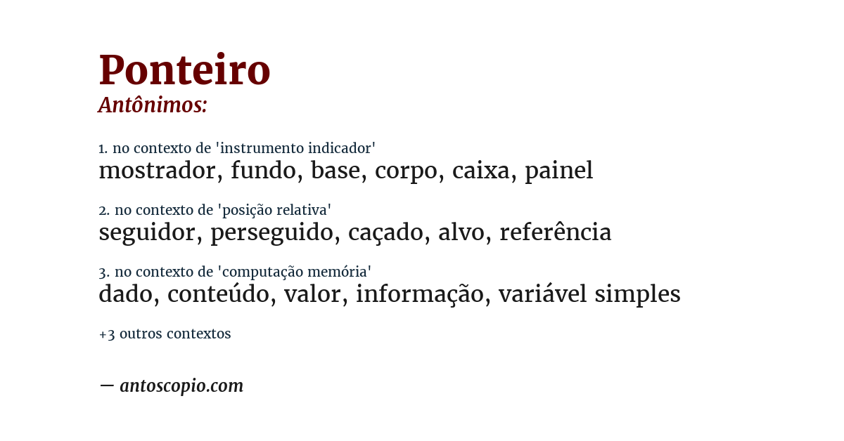 Antônimo de ponteiro