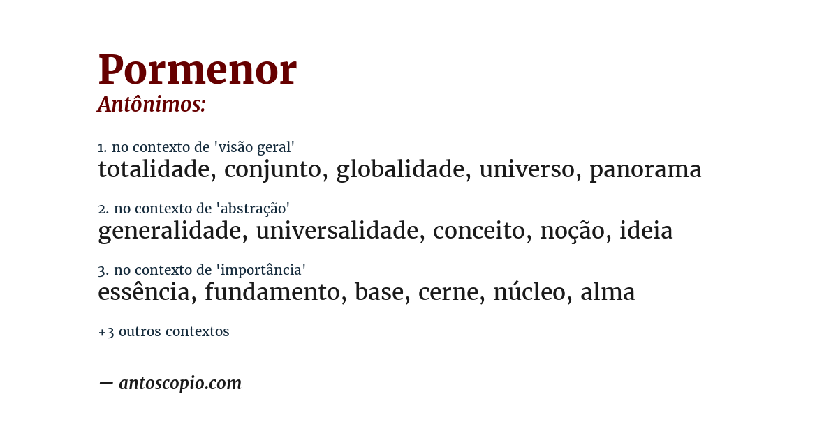 Antônimo de pormenor