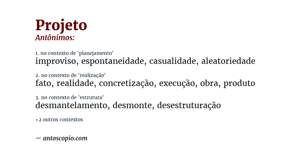 Antônimo de projeto