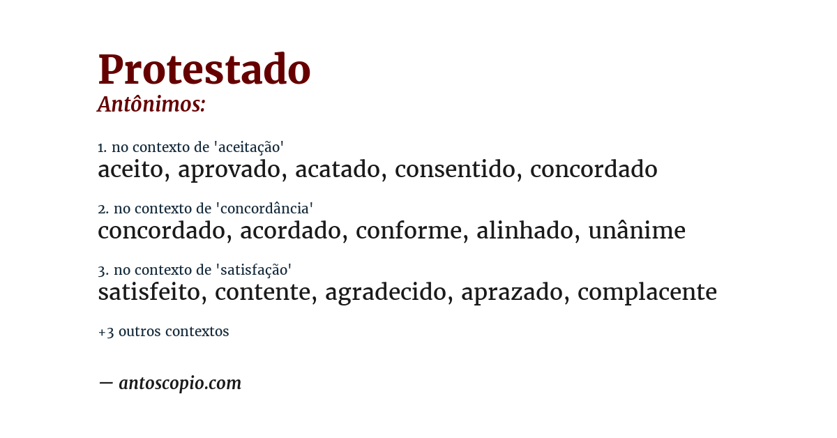 Antônimo de protestado