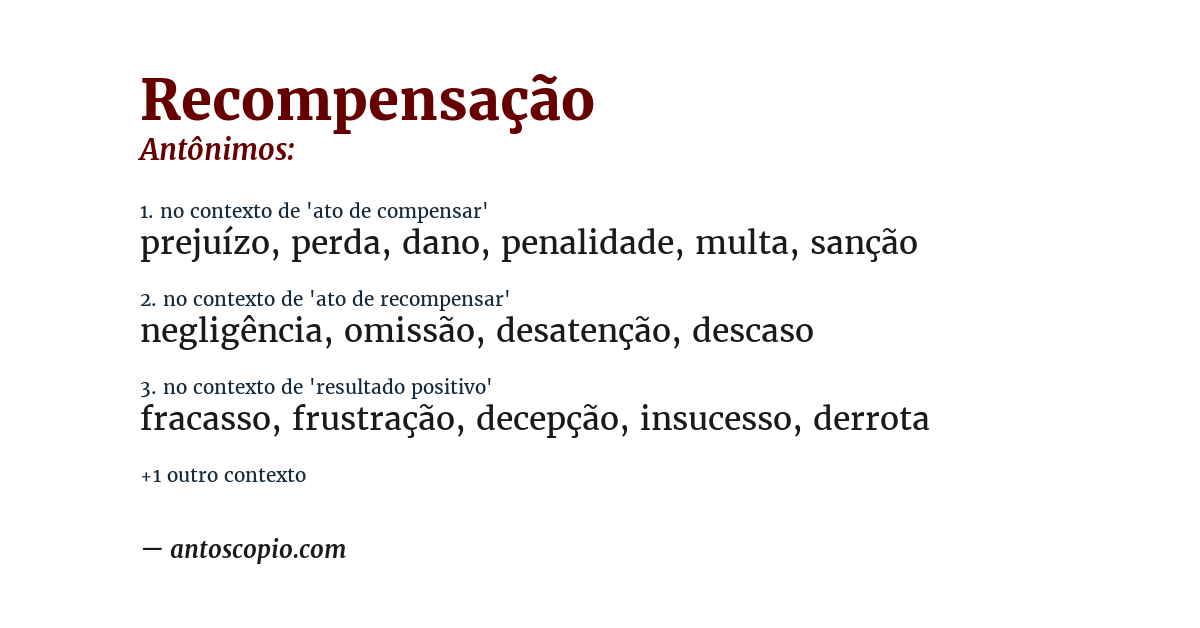 Antônimo de recompensação