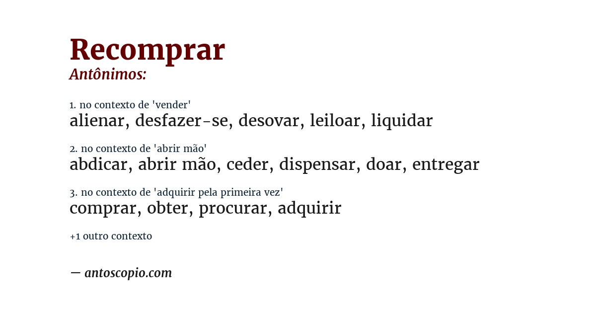 Antônimo de recomprar