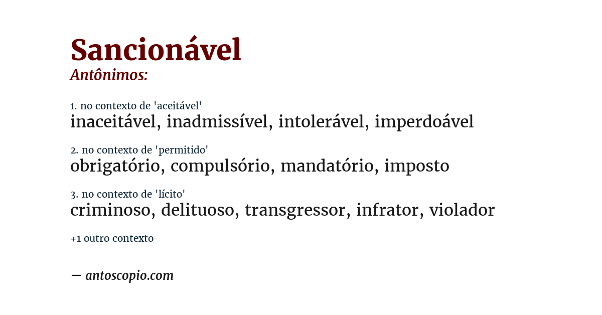 Antônimo de sancionável