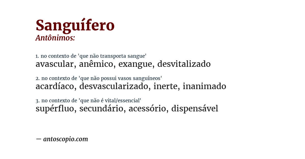 Antônimo de sanguífero
