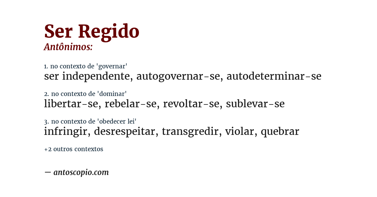 Antônimo de ser regido