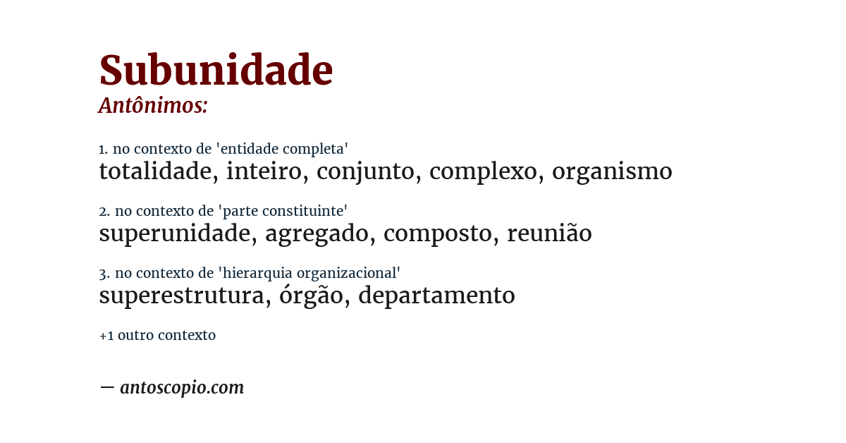 Antônimo de subunidade