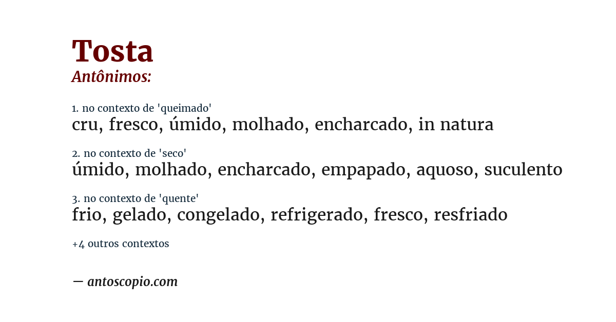 Antônimo de tosta