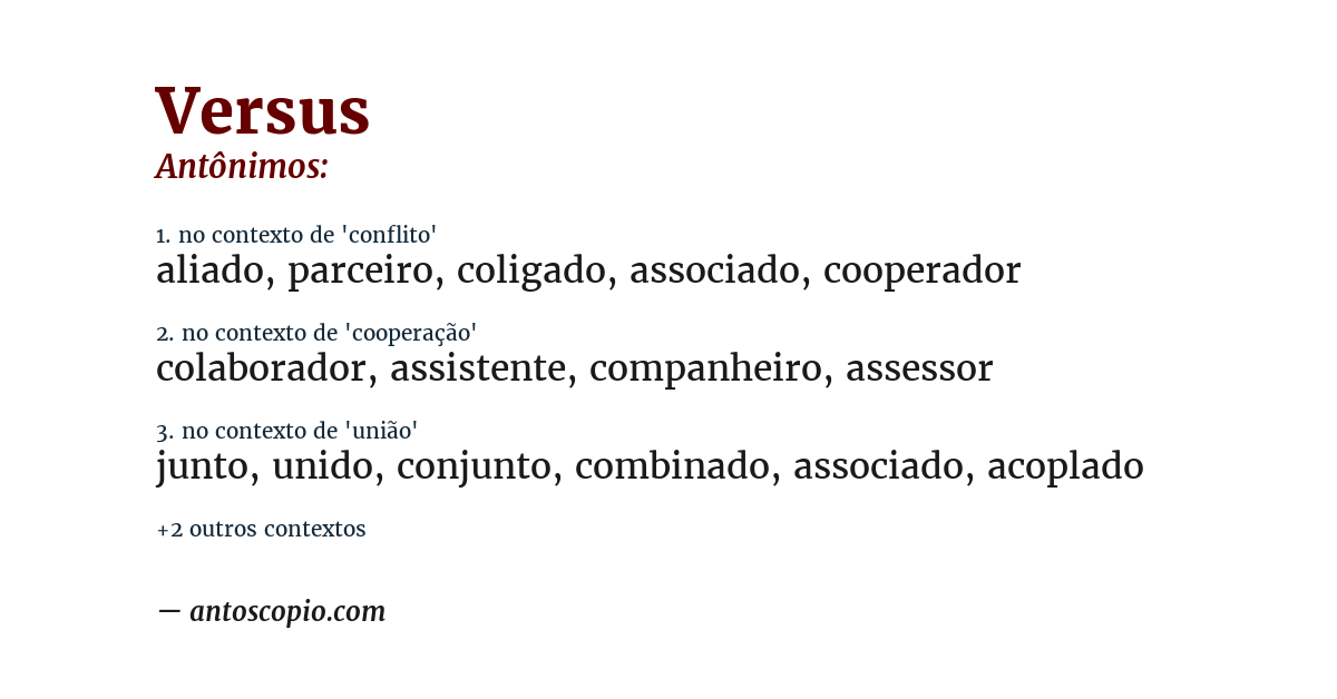 Antônimo de versus