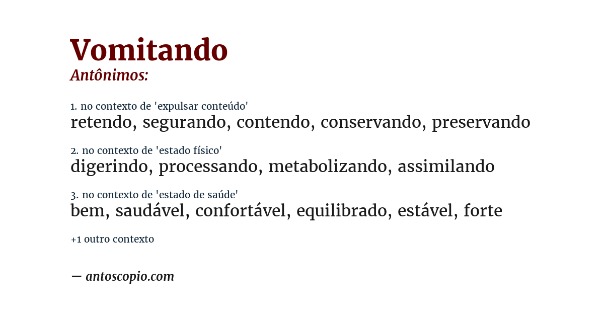 Antônimo de vomitando