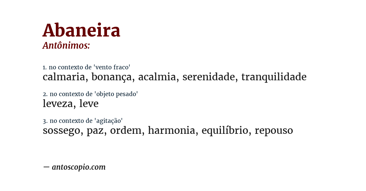 Antônimo de abaneira