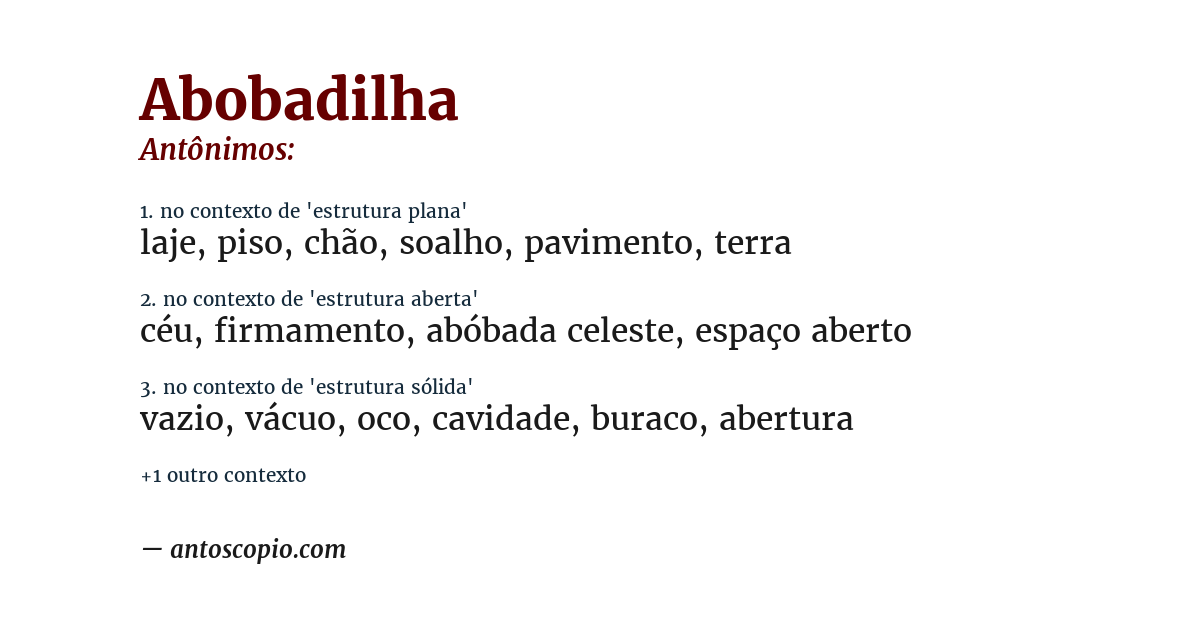 Antônimo de abobadilha