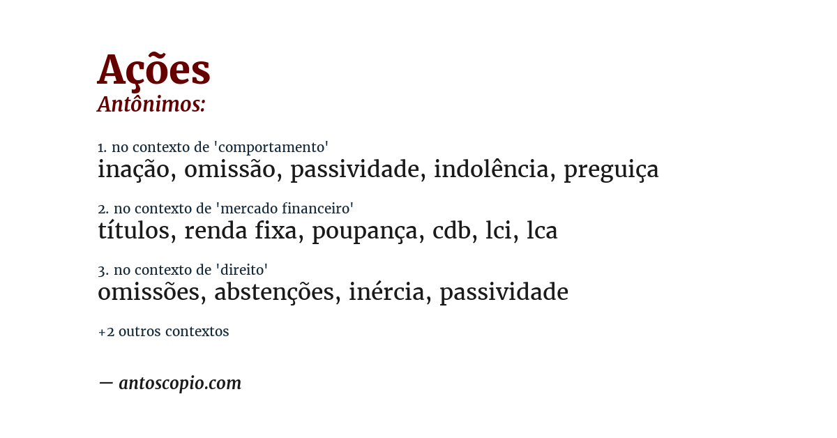 Antônimo de ações