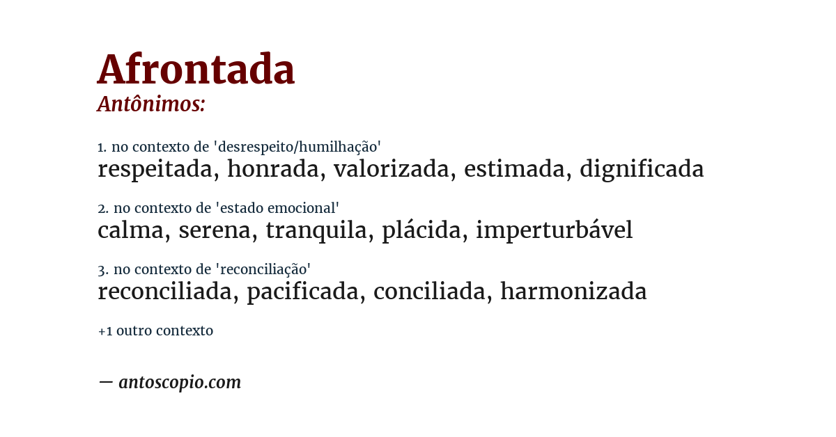 Antônimo de afrontada