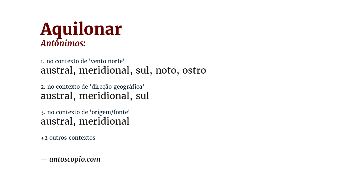 Antônimo de aquilonar