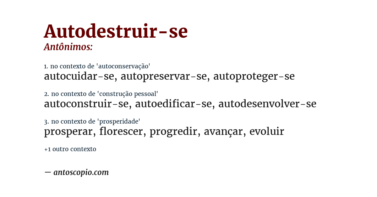 Antônimo de autodestruir-se