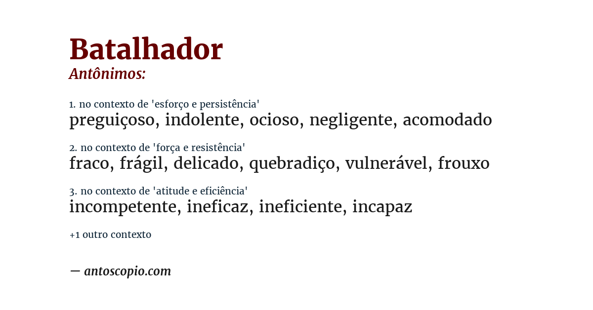 Antônimo de batalhador