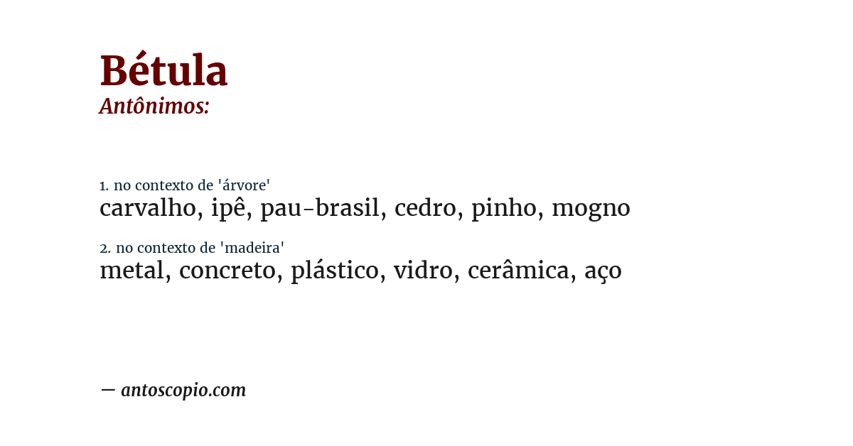Antônimo de bétula