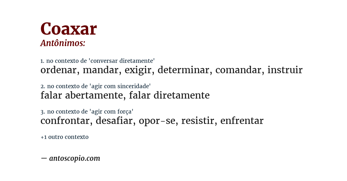 Antônimo de coaxar
