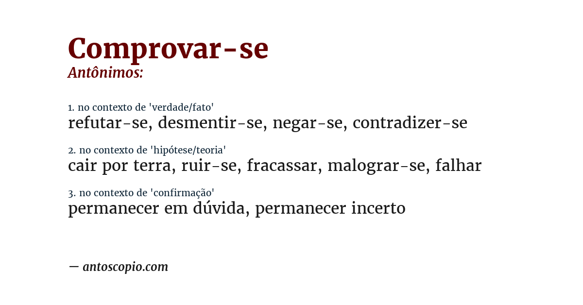 Antônimo de comprovar-se