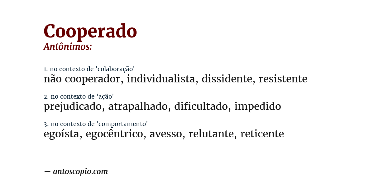 Antônimo de cooperado