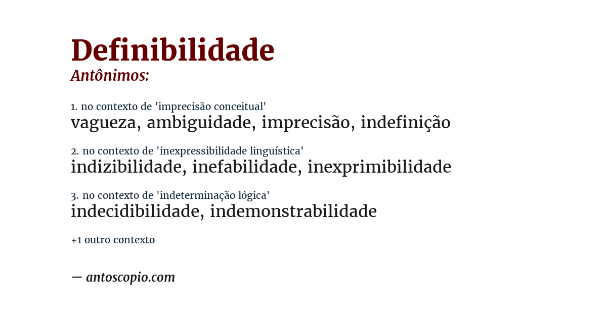 Antônimo de definibilidade