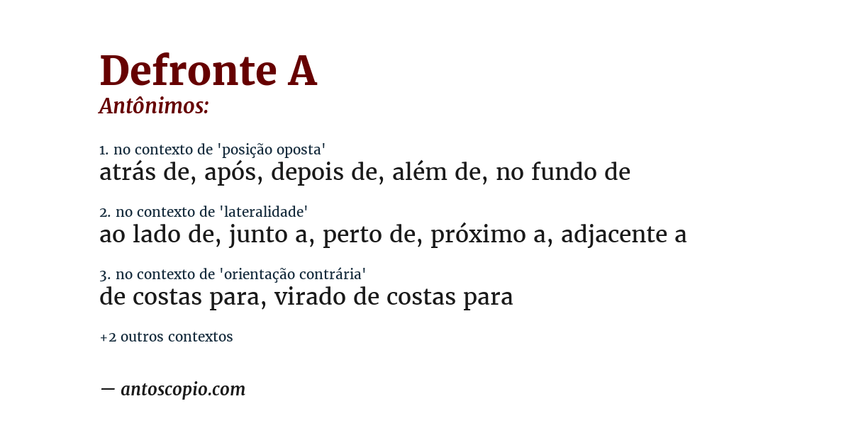 Antônimo de defronte a