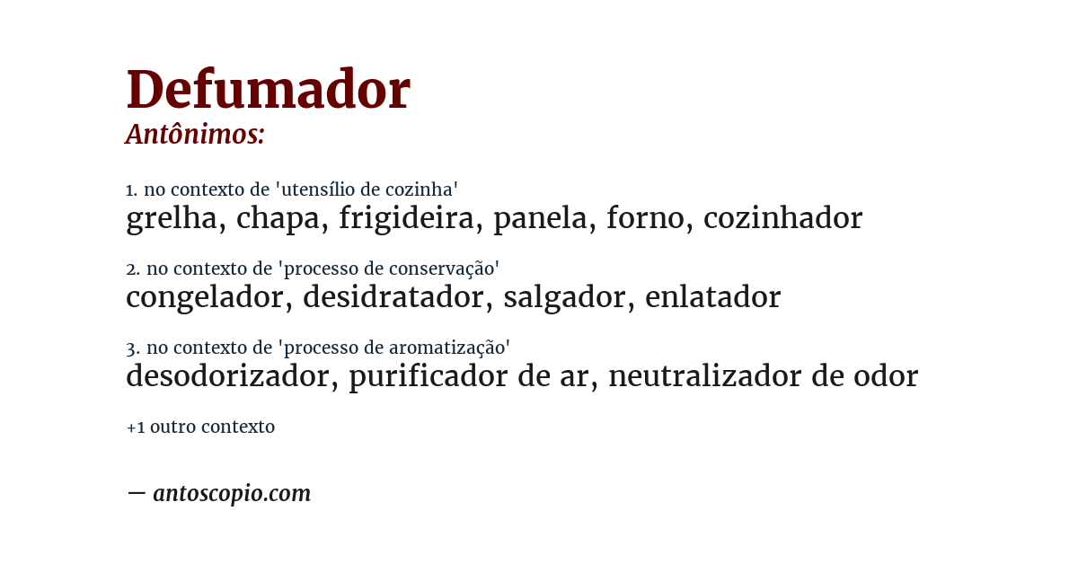 Antônimo de defumador