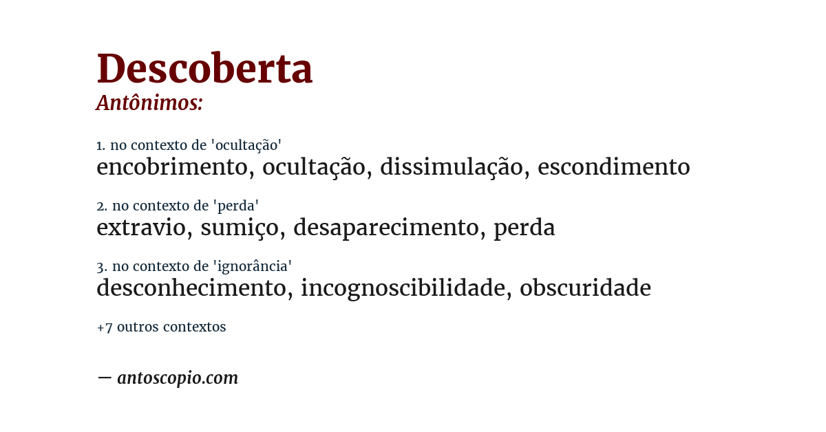 Antônimo de descoberta