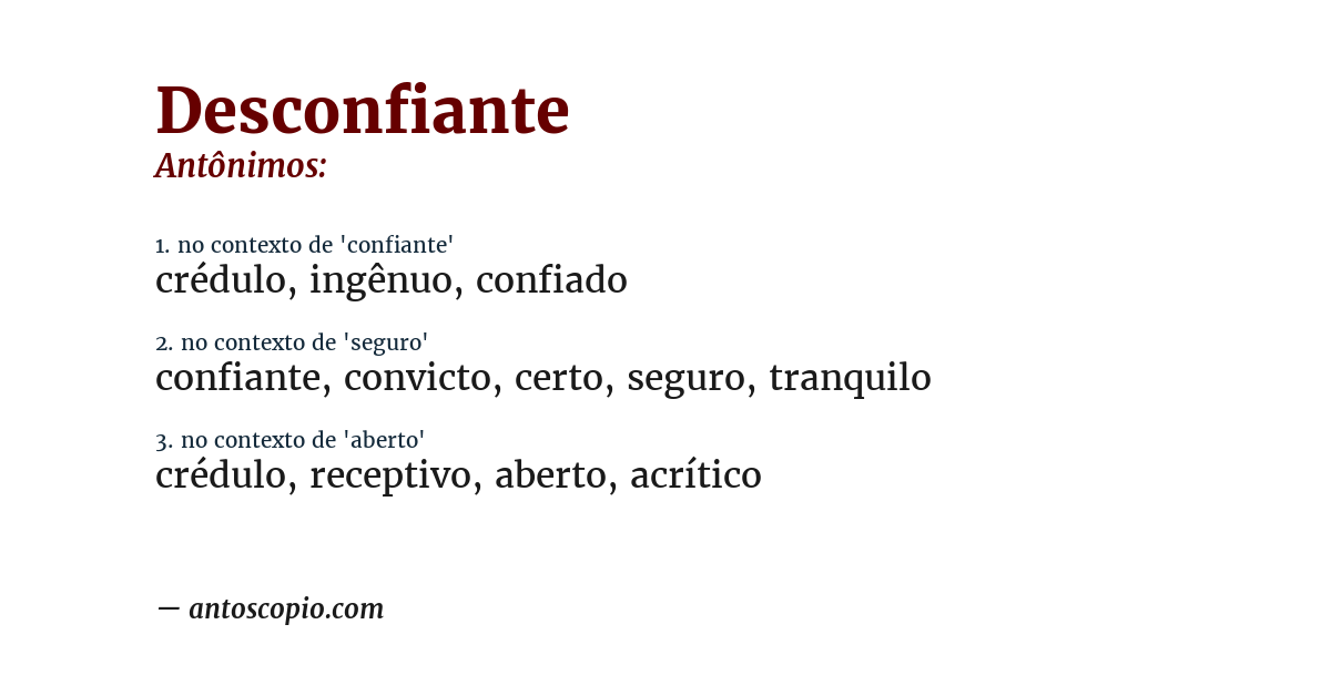 Antônimo de desconfiante