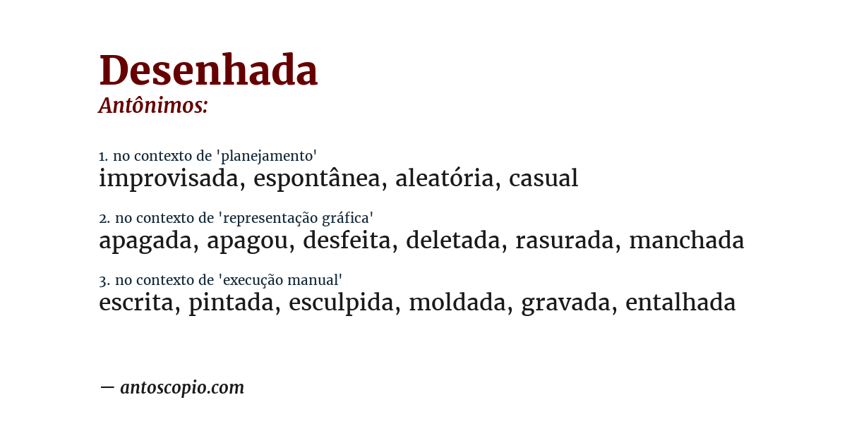 Antônimo de desenhada