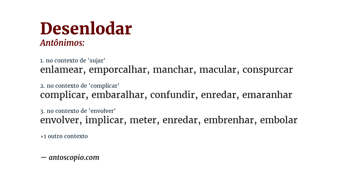 Antônimo de desenlodar