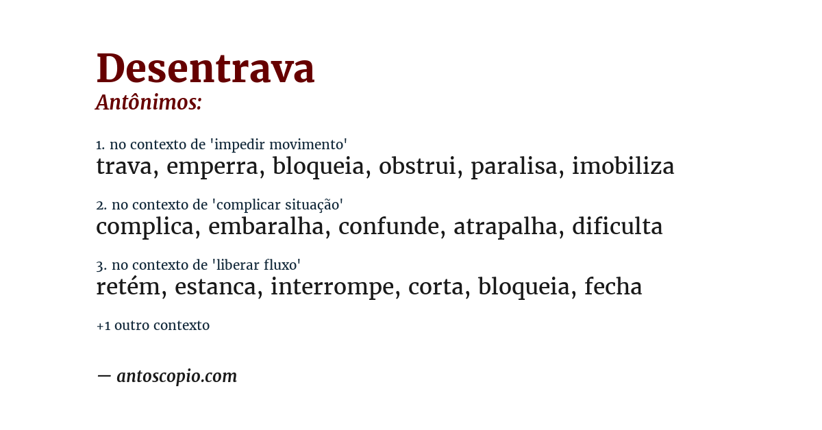 Antônimo de desentrava
