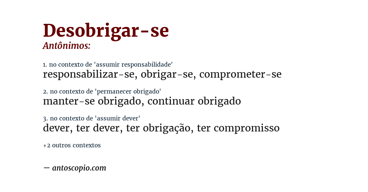Antônimo de desobrigar-se