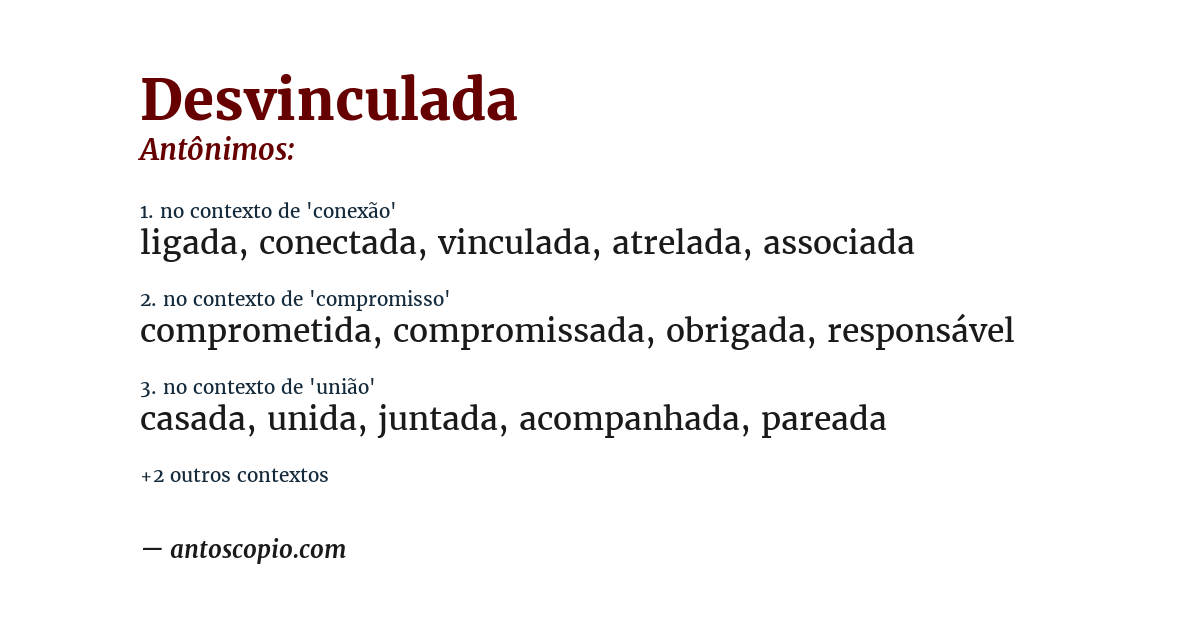 Antônimo de desvinculada