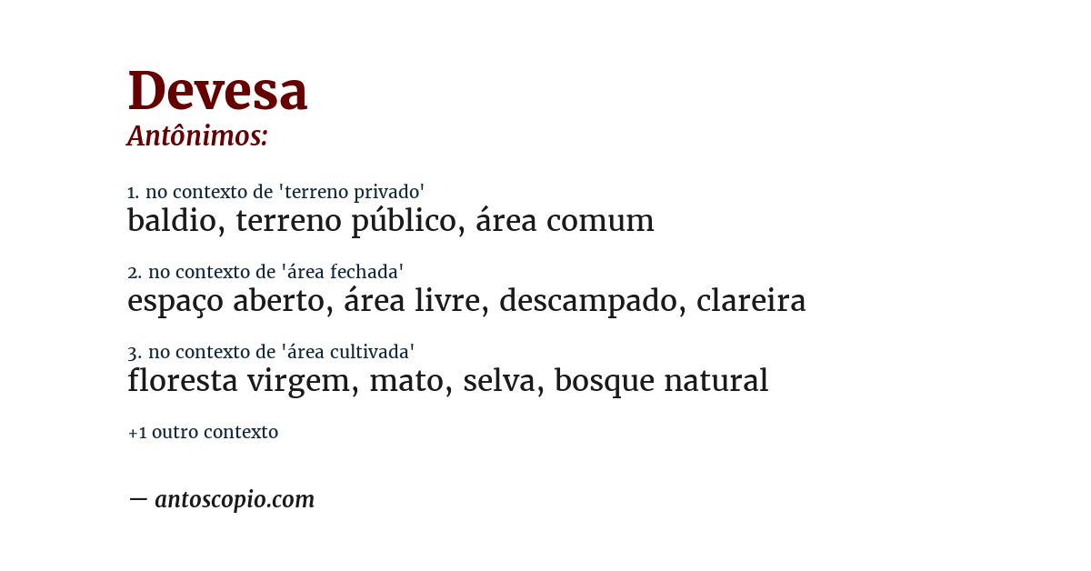 Antônimo de devesa