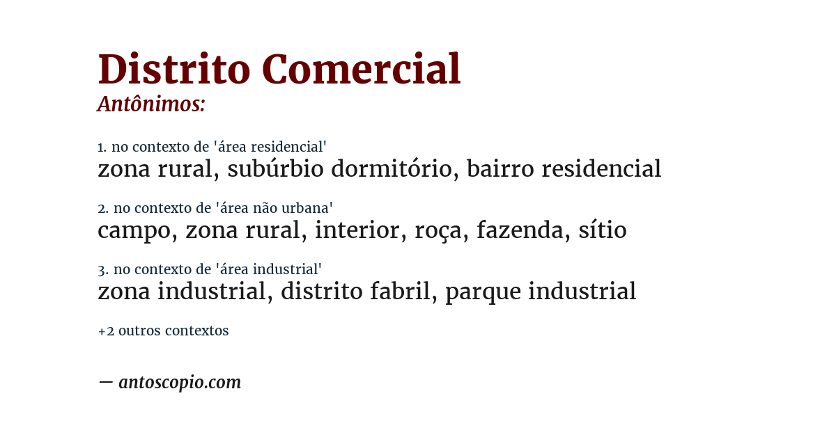 Antônimo de distrito comercial