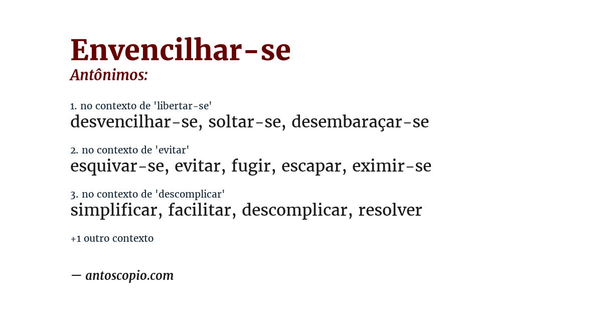Antônimo de envencilhar-se