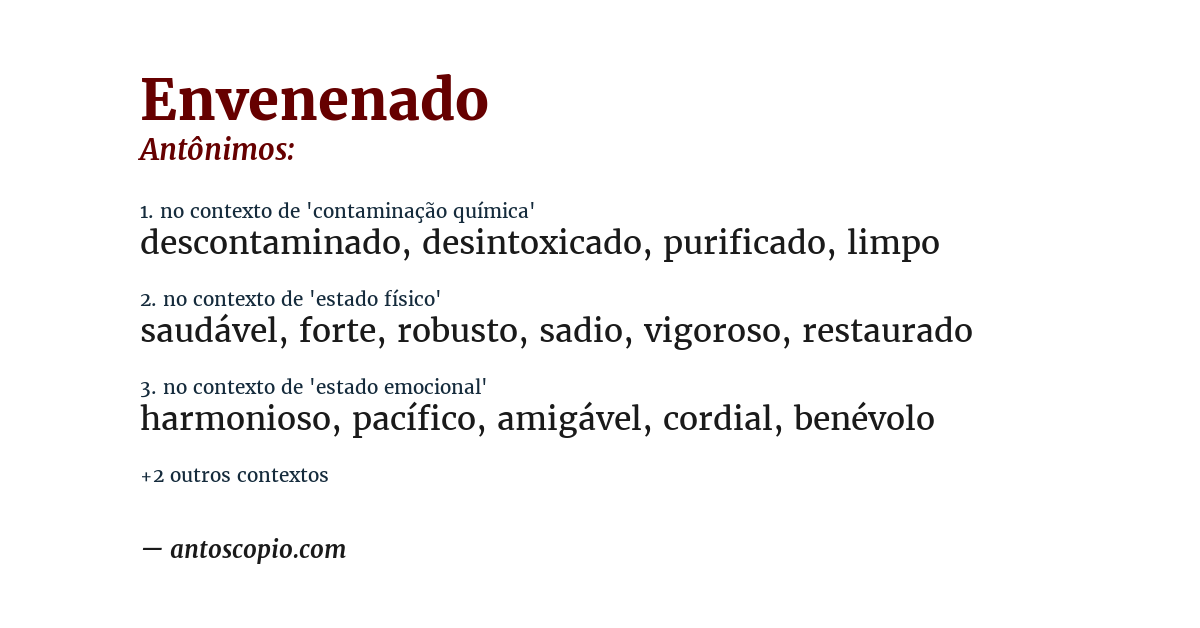 Antônimo de envenenado