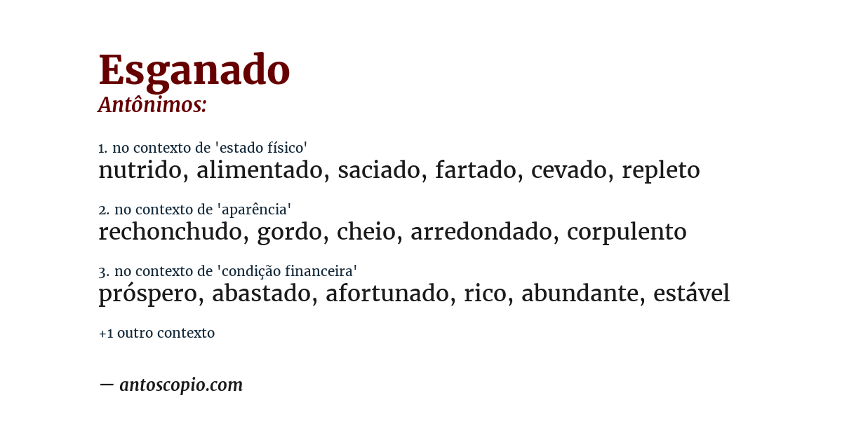 Antônimo de esganado