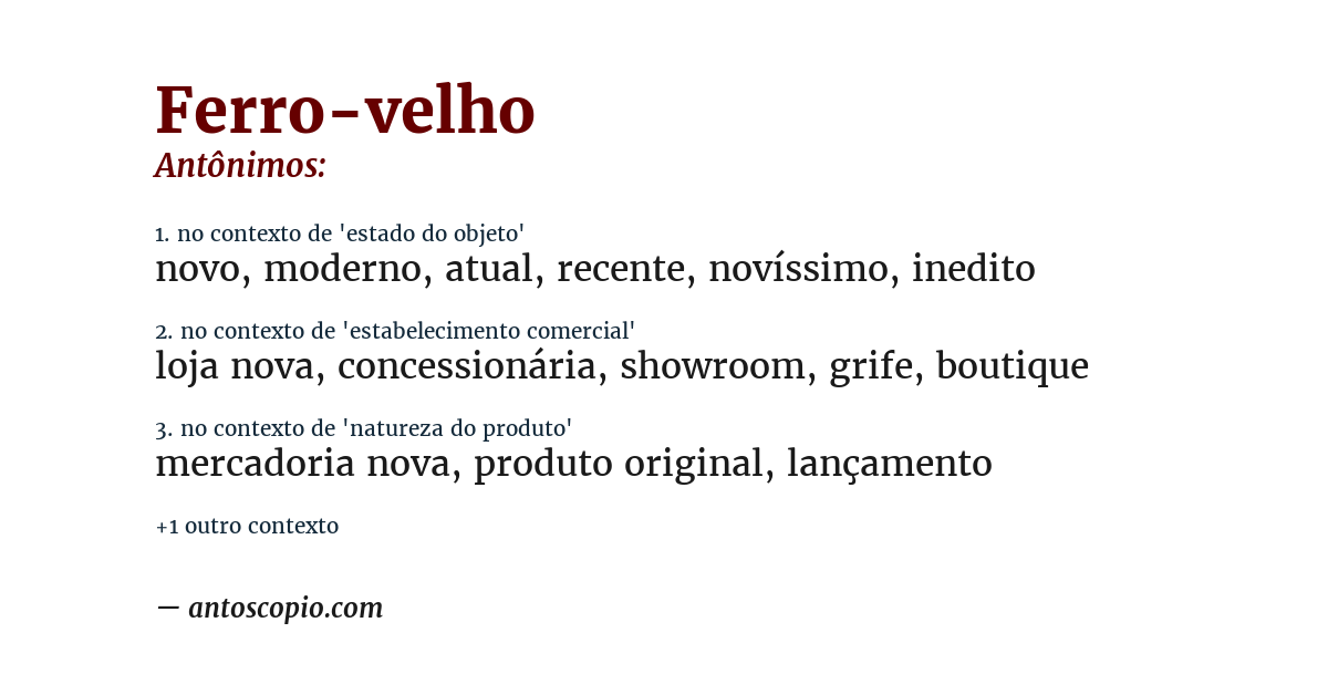 Antônimo de ferro-velho