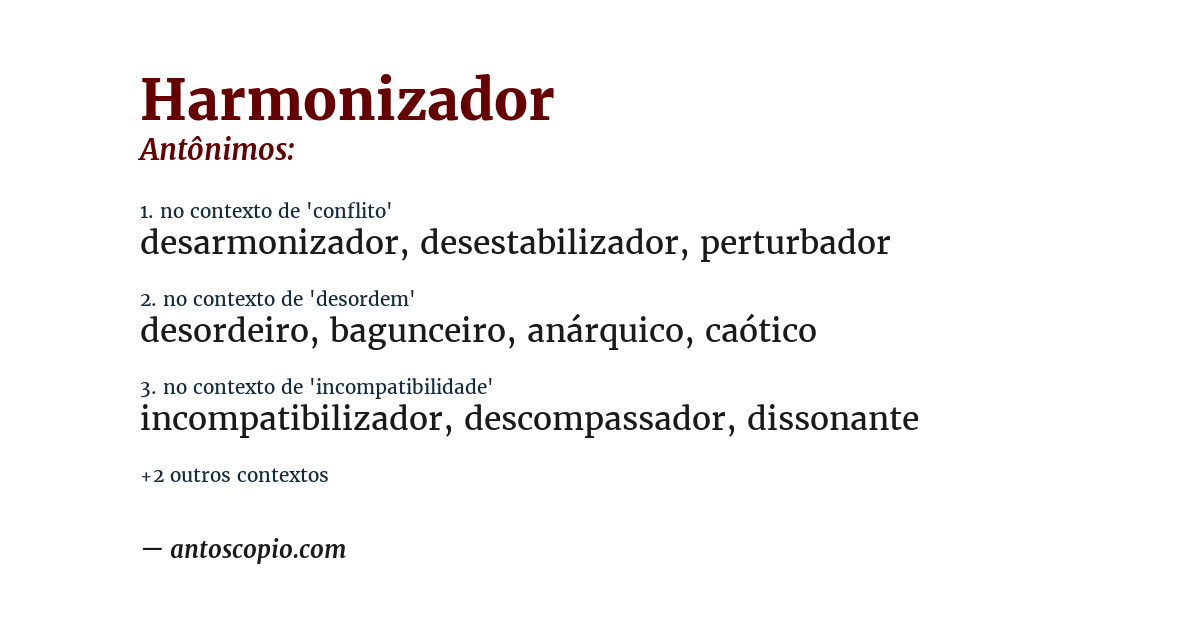 Antônimo de harmonizador