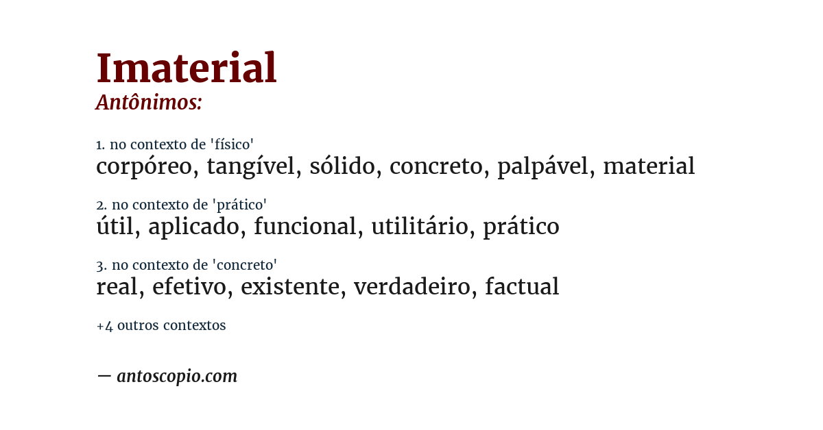 Antônimo de imaterial