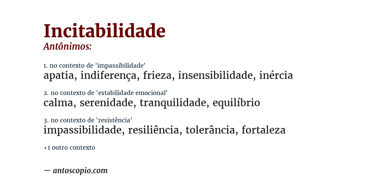 Antônimo de incitabilidade