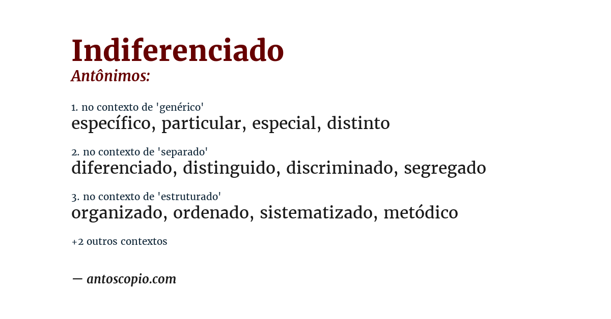Antônimo de indiferenciado
