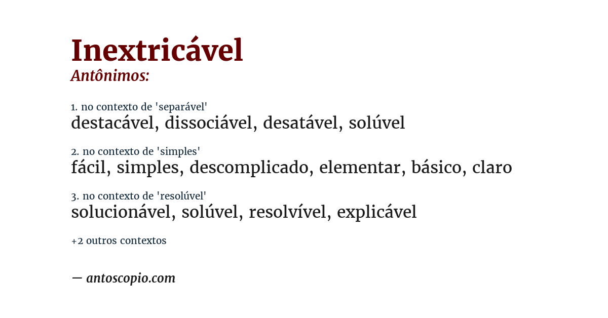 Antônimo de inextricável