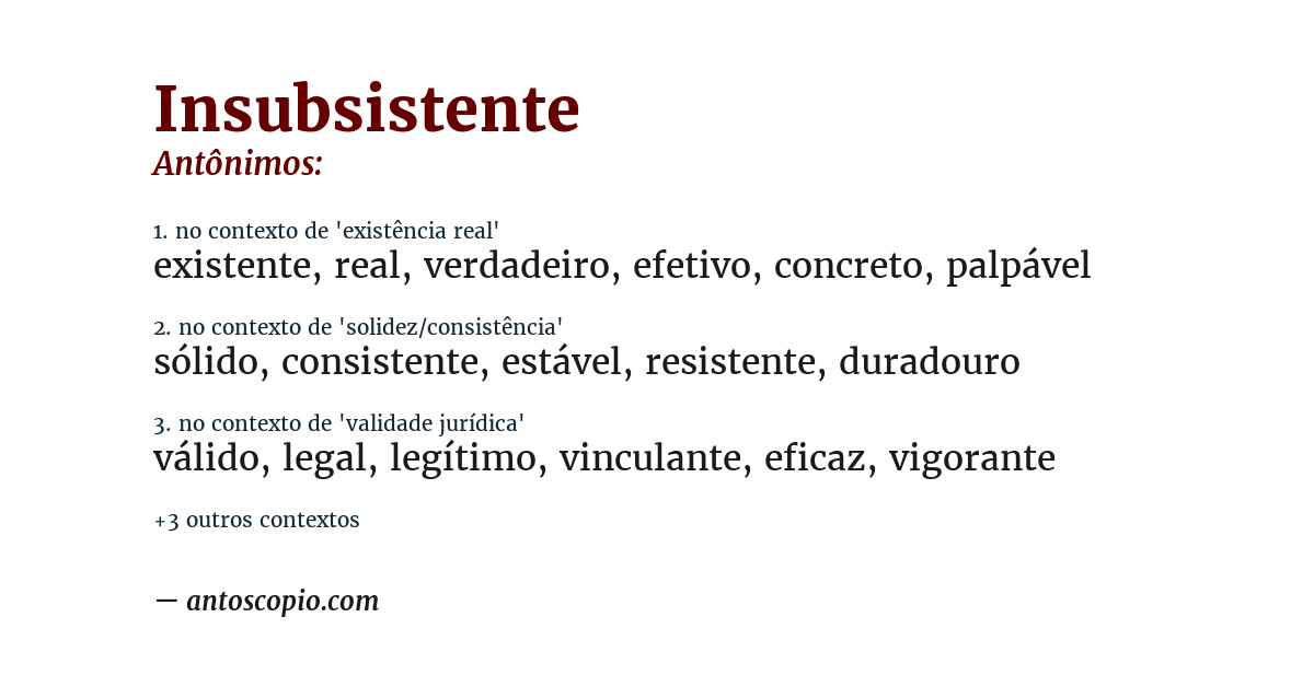 Antônimo de insubsistente