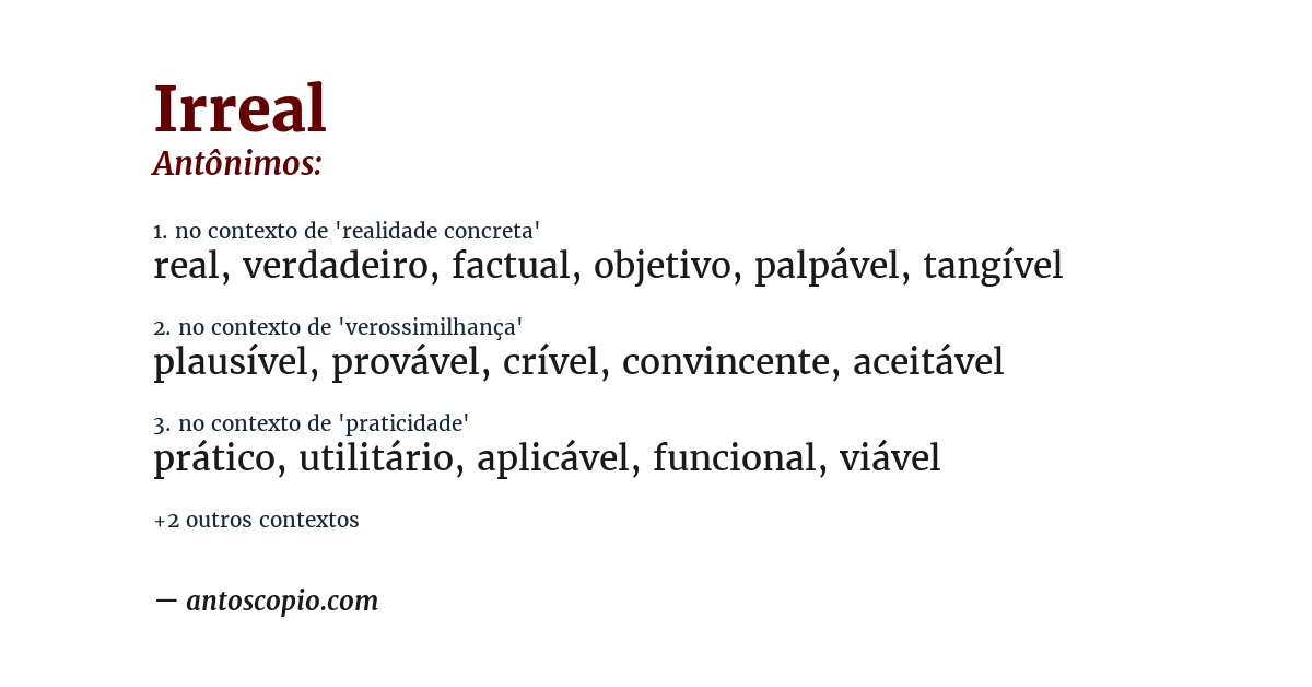 Antônimo de irreal