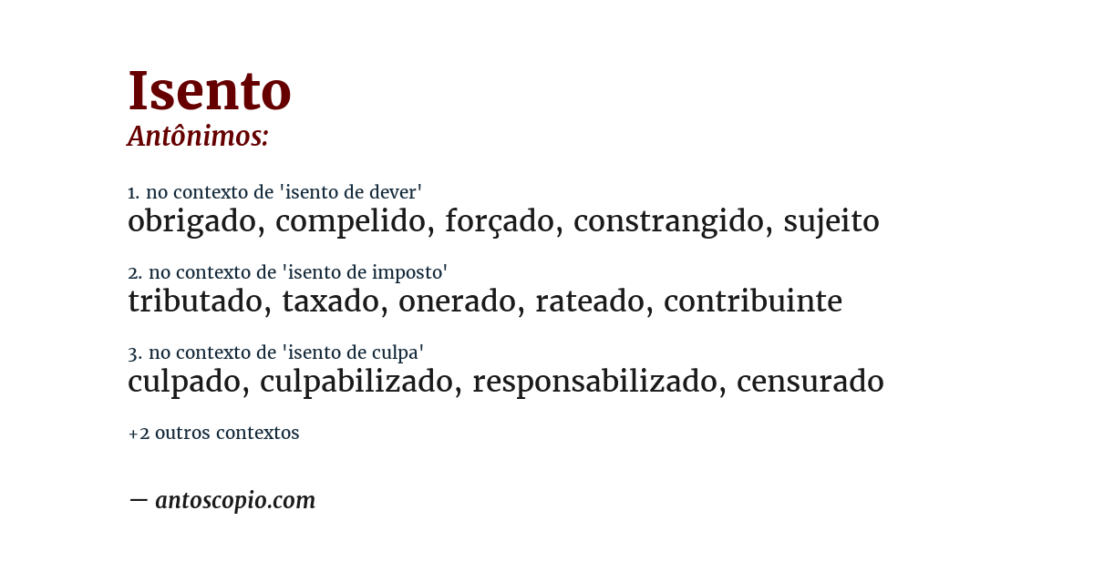 Antônimo de isento