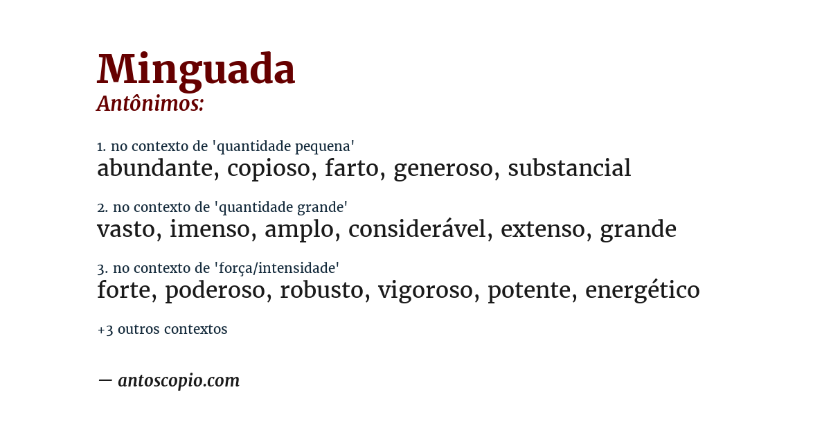 Antônimo de minguada