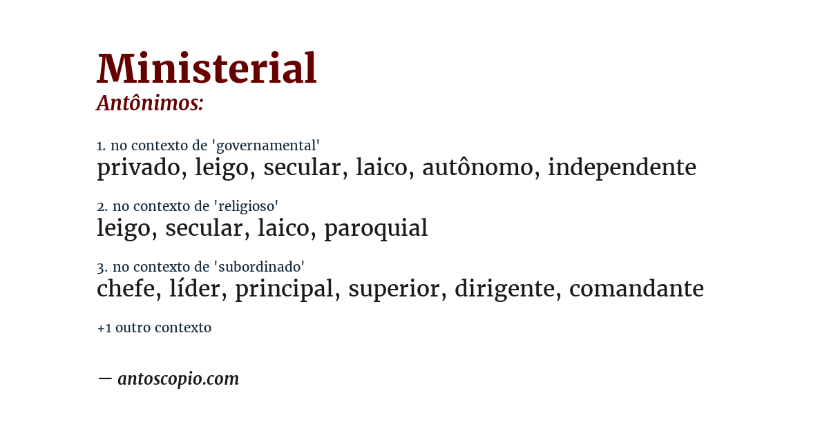 Antônimo de ministerial